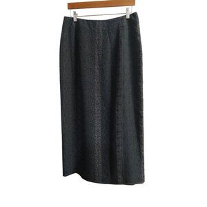 Liz Claiborne Black & Gray Floral Print Maxi Skirt Size 12